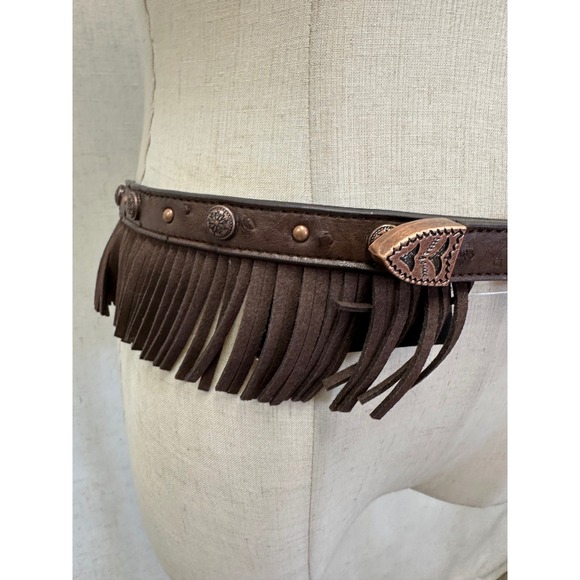 Silver Strike Brown Leather Fringe Belt‎ Western Studded Boot Bracelet NWT main image 13